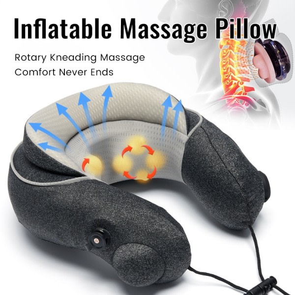 Elektrisk U Shaped Massage Pude Massager til Nakke Shiatsu Rejse pude