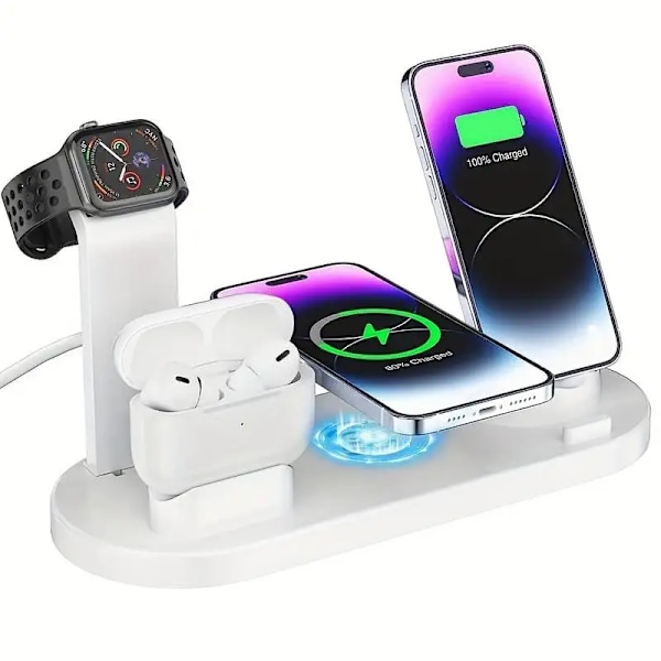 Bästa kvalitet 5 I 1 Trådlös Laddare Stativ Pad För iPhone 15 14 13 12 11 X Apple Watch Airpods Desk Phone Laddare Dock  Station
