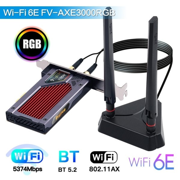Trådløst 2.4G/5GHz/6G 5374Mbps WiFi 802.11AX/AC PCI Express Nettverk kort