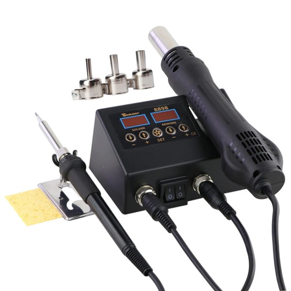 2 i 1 Lödstation Digital Display Varm luft pistol svetsning Omarbetning För mobiltelefon BGA SMD PCB IC Reparation Lod Iron Verktyg