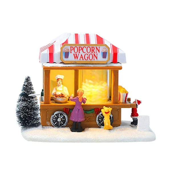 LED valaistu joulu kylätalot monivärinen joulu loma kylä musiikilla joulu kylä popcorn talo