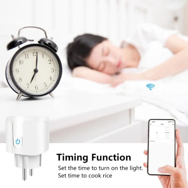 1 del WiFi Smart Socket 20A EU Smart Plug Strøm Overvåking Timing Funksjon Tale Kontroll