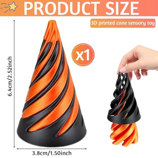 3D trykt spiral kegle legetøj umuligt pyramide gennemløb skulptur gennemgang pyramide fidget legetøj