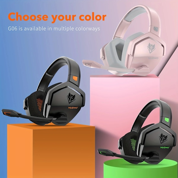 Gaming Headset för PS5, PS4, XBOX,PC, Mac, 2,4GHz Ultra-låg Latency Noise Cancering Bluetooth Hörlurar Med Mic