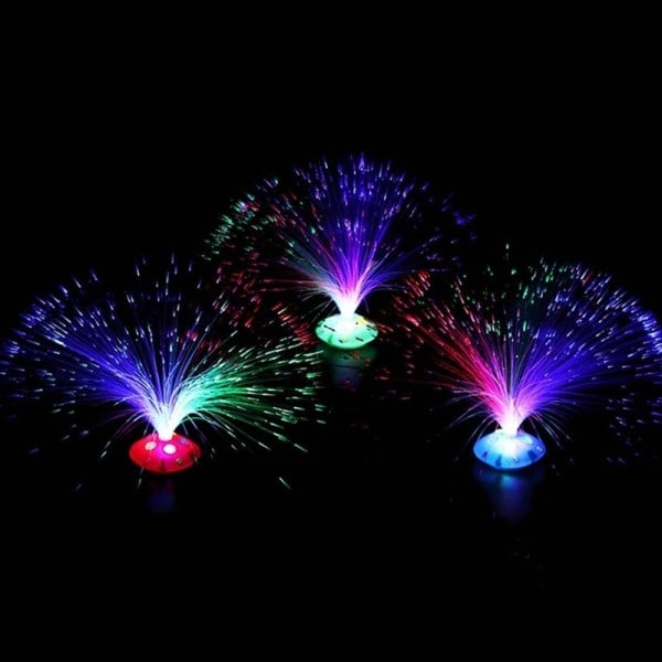 Färgglad LED Fiber Nattljus Lampa Romantisk Liten Natt Ljus Färgglad Blinkande Ljus