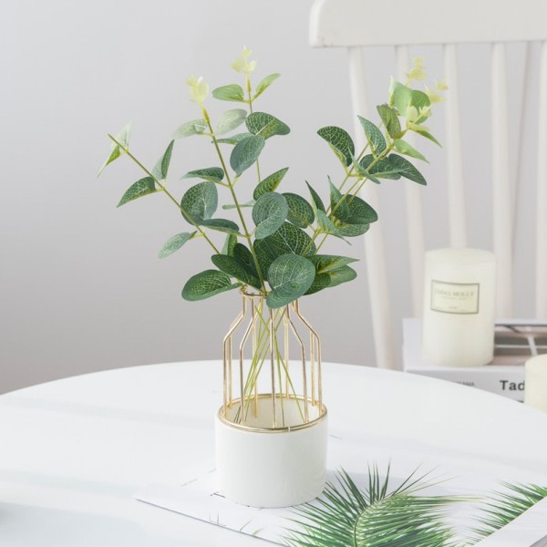10 stykker eukalyptus blade falsk græs jule pynt vaser