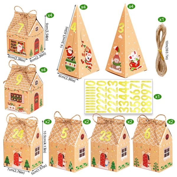 Jul present lådor advent kalender pepparkakor hus papper box jul nyår kalas förpackningar tillbehör