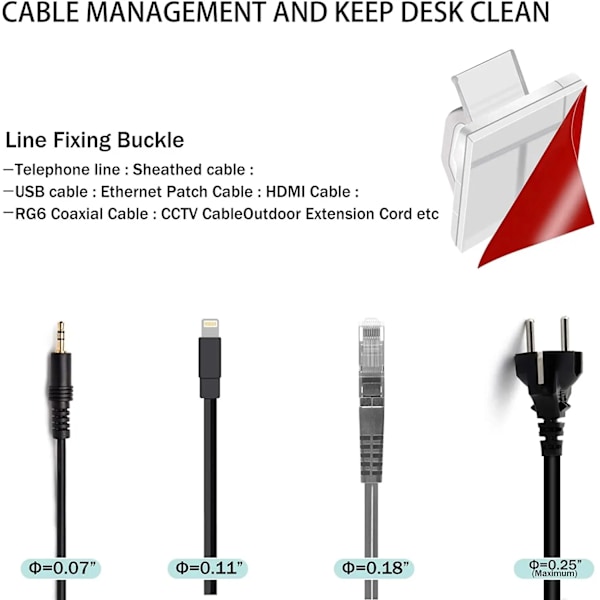 50 bitar kabel organisator klämmor kabel ledning ledning hanterare sladd hållare usb laddning data linje spole vindare väggmonterad krok