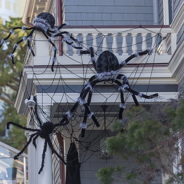 Musta pelottava jättiläinen hämähäkki valtava hämähäkki verkko halloween koriste kotiin