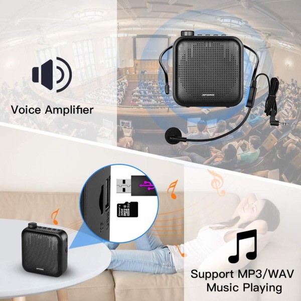 Bærbar stemme forstærker megafon mini lyd højttaler med mikrofon genopladelig ultralys højttaler
