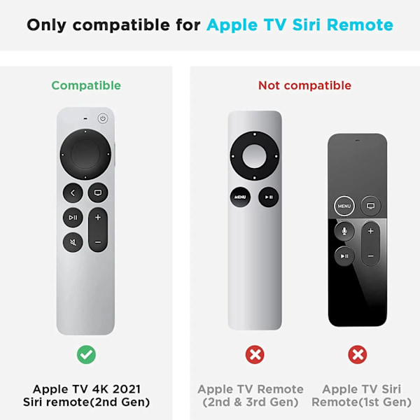 Mjukt fodral kompatibelt med Apple TV 4k 2021 fjärrkontroll förhindra repor med släpp