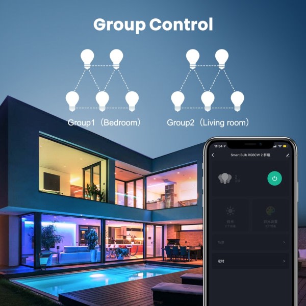 Tuya WiFi Smart Lys Pære E27 RGB LED Lampe Dimbar Smart Life APP Fjernkontroll Kontroll