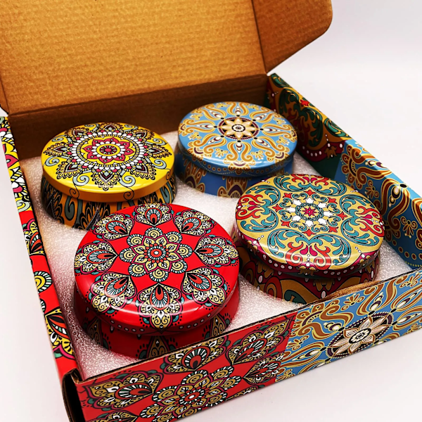 Stearinlys Tinn krukker Bohemian mønstre stearinlys krukke med gave boks DIY stearinlys fremstilling sett holder oppbevaring koffert
