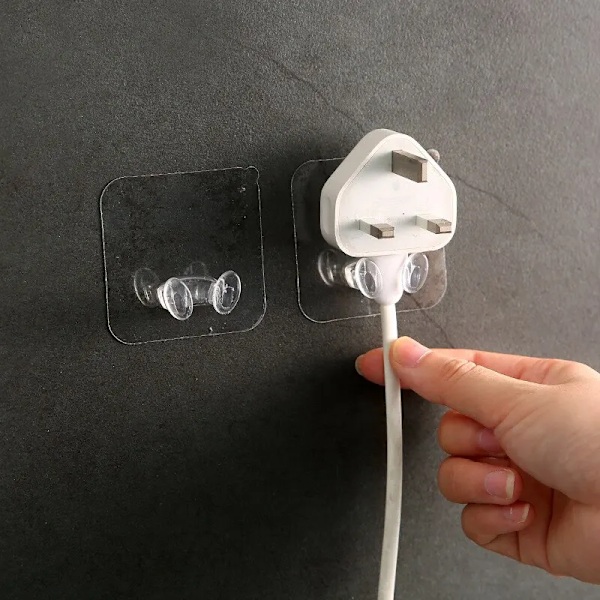 20 delar krok strömplugg fäste prydligt hängande ställ PVC vägg krok stark vidhäftning sömlös transparent vattentät