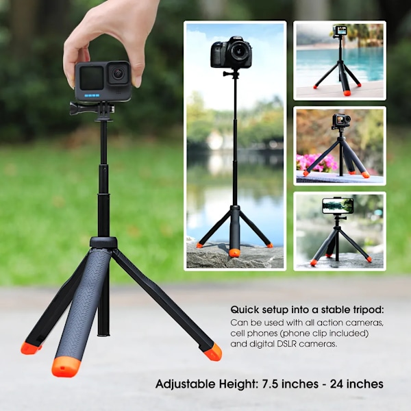 Flytande Stativ för GoPro Hero Selfie Stick för Sjcam DJI Action Kamera Utdragbar Stång Monopod Hand Grip