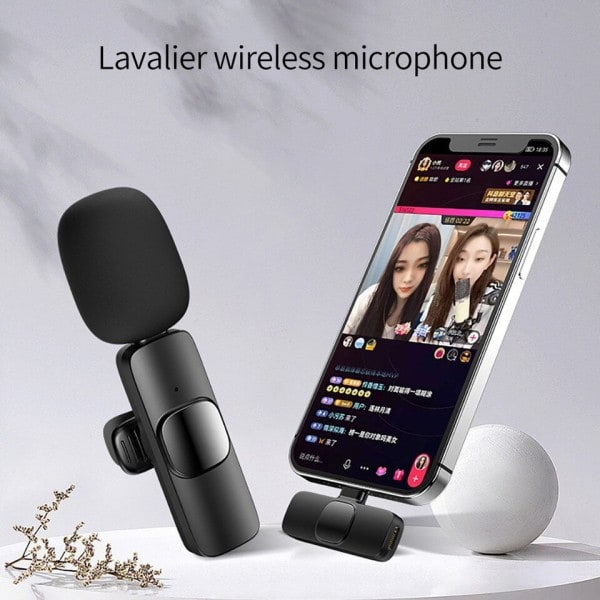 2 In 1 Langaton Lavalier mikrofoni kannettava ääni video tallennus mini mikrofoni