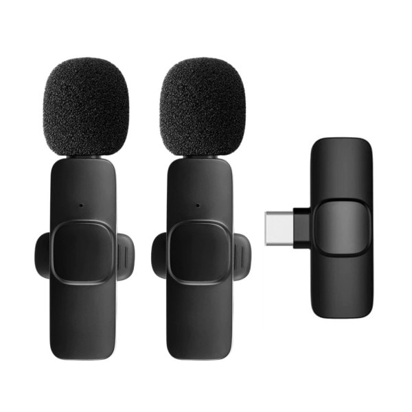 2 In 1 Langaton Lavalier mikrofoni kannettava ääni video tallennus mini mikrofoni