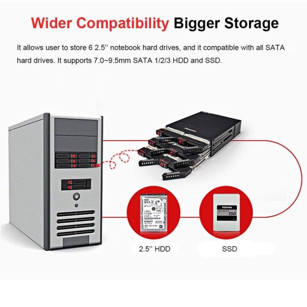 6-Bay 2,5 tommer SATA SSD HDD Hot Swap Mobil Rack/Enclosure Hard Disk Kapital Rack Data lagring