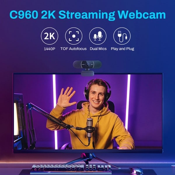 Web Kamera Autofokus Streaming  Kamera Med Mikrofon USB Web Cam