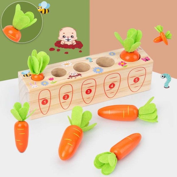 Söpö Puinen  Montessori Porkkana Veto Lelu Varhainen Koulutus Rakennus Fruit Peli Koulutus Lapsille lelut