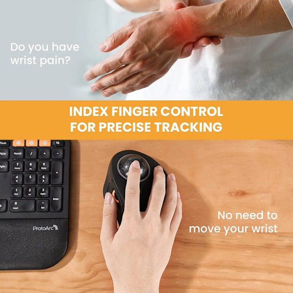 ProtoArc Wireless Index Finger Trackball Mus