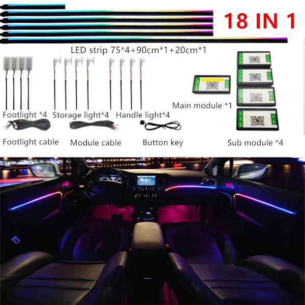 Universal Symphony Car Ambient Lights 64 RGB Car Interiør Akryl Lys