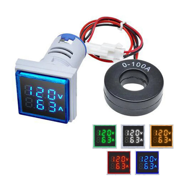 AC 50-500V AC 6-100 Square/Round LED Digital Voltmeter Amperemeter 220V 0-100A Spænding