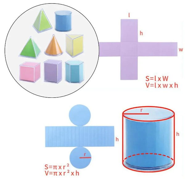 8 bitar transparent geometriska former block montessori leksaker