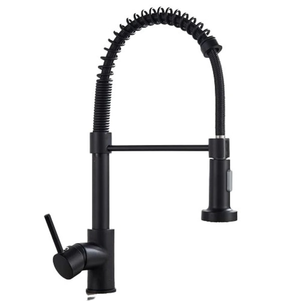 Matt Svart Pull Down Kök Kran Krom Dual Modes Munstycke Varmt Kallt Vatten Blandare Kran Kran Mässing Fjäder Kök diskbänk kranar