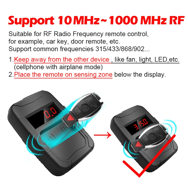 Fjärrkontroll Tester Alla Bil nyckel Frekvens Tester IR RF Fjärr Detektor Inspektion Verktyg