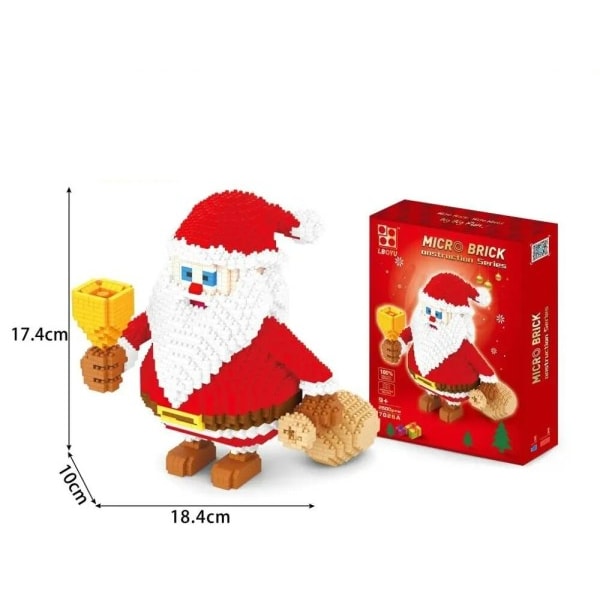 Jul Julenissen Mikro Bygning Klosser Snømann Figur Kirke Tre Hjort Mini Klosser Modell Leker