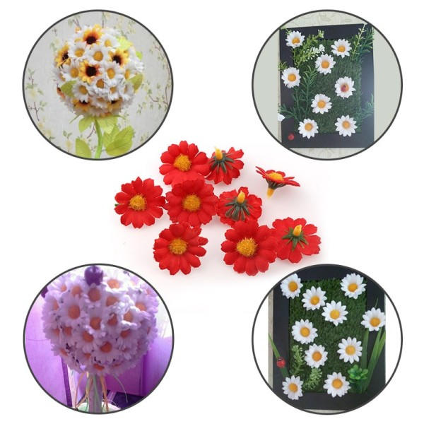 100 st  2,5 cm Mini Daisy Dekorativ Blomma Konstgjord Side Blommor Fest Dekoration Hem Inredning