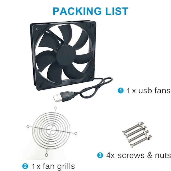 Professionell 120x120x25mm 5V USB Ström Kylning Följe Fläkt