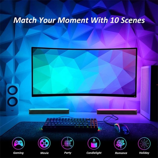 RGB Symphony Lights LED Desktop Atmosfære Natt Lys Musikk Rhythm Ambient Pickup Lampe