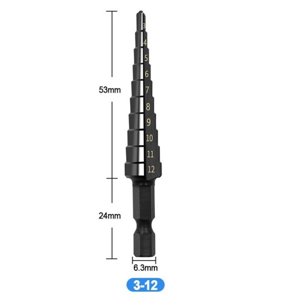 Rett Rille Trinn Drill Bit Nitrogen Belagt Boring Elektroverktøy Sett Tre Metal Hull Kutter