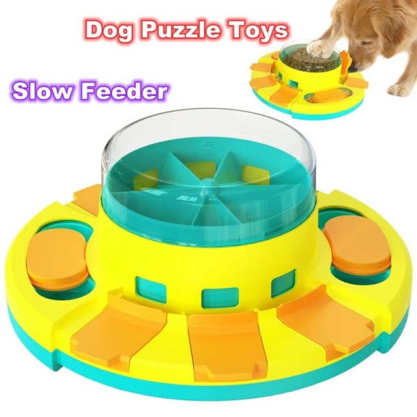 Hunde Puslespill Leker Trykk Slow Feeder Interaktive Spill for Valp IQ Trening Godbiter Dispenser Mat Leaker Bowl