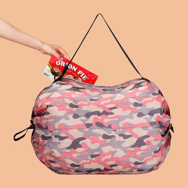Gjenbrukbar foldbar shoppingpose rosa vanntett oxford klut reise strand bag