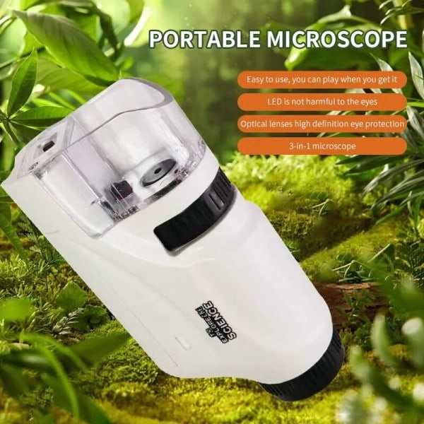 Mini Pocket Microscope Kit 60 To120x Portable Laboratory Microscope Med LED Light