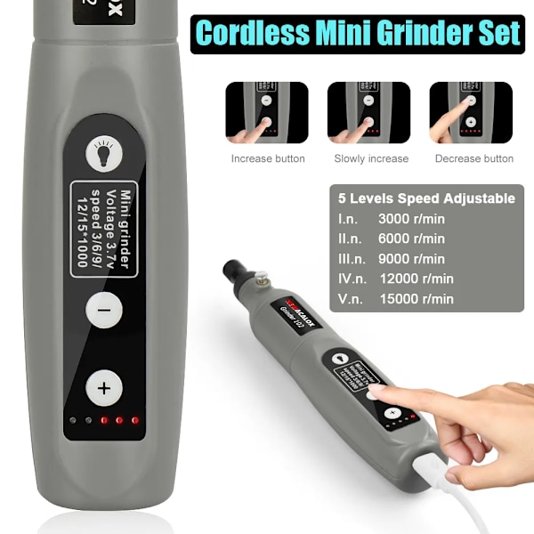 USB laddning Variabel Hastighet Mini Slipmaskin Roterande Verktyg Kit Kvarn Set med 173 bitar Gravering Tillbehör Kit