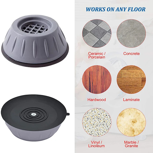 4 dele Anti Vibration Vaske Maskin Puds Anti-slip Møbler Fødder Pad Køleskab Universal Støtte Base måtte Dæmpere Stativ