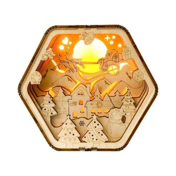 Trä 3D pussel Joyful Jul Snidade Lampa Festlig Belysning & Kognitiv leksak