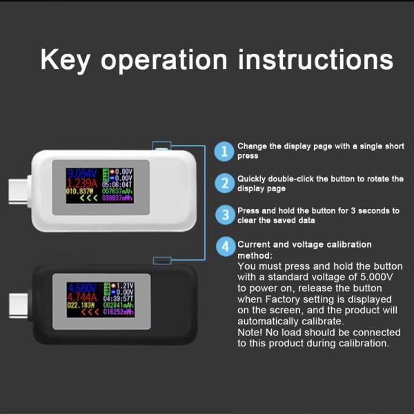 Type-C USB tester strøm spenning strøm tester timing amperemeter