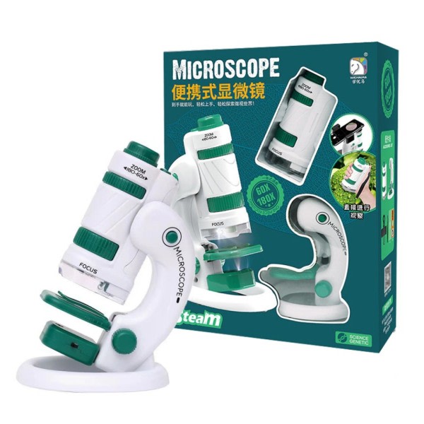 Kids Science Microscope Legetøj Kit 60-180x Pædagogisk Mini Lomme Håndholdt Mikroskop