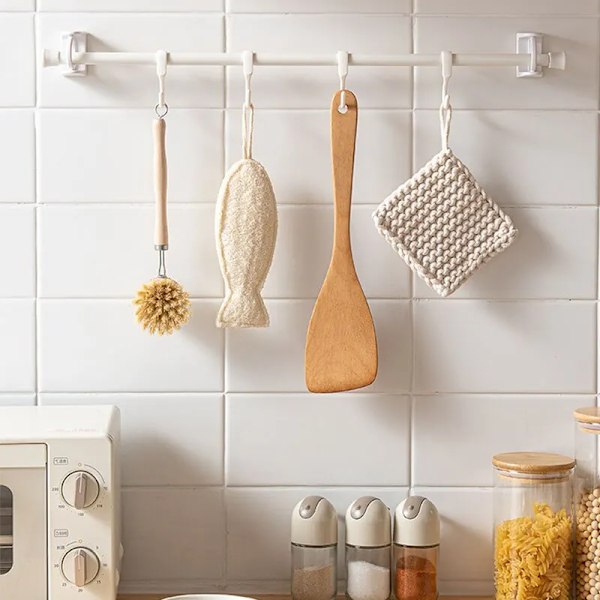 4  stykker 360° Roterbar Uttrekkbar Stang Fiksator for Ikke-boring Sterk klebende kroker håndkle stang dusj gardin stang brakett