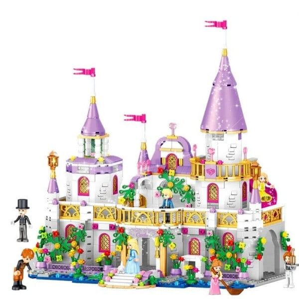 Slot vogn gør-det-selv model bygning klodser med figurer klodser kit legetøj piger jule gaver