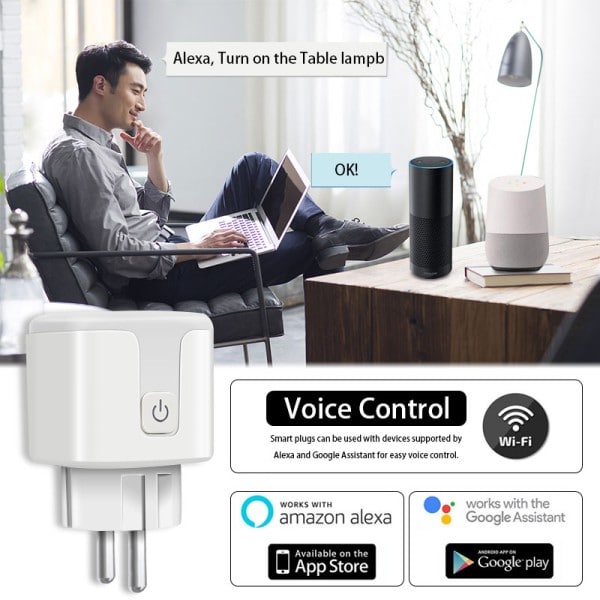 Smart Socket Med Strøm Overvågning Timing Funktion Stemme Kontrol