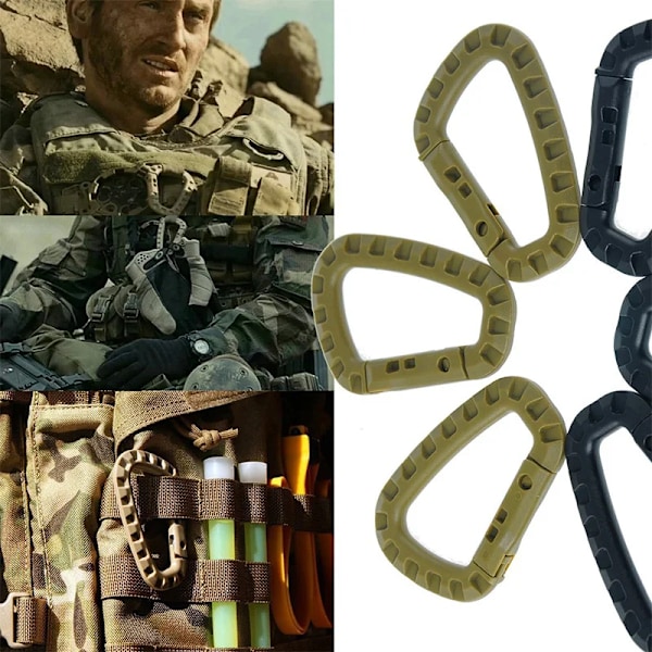 5 bitar 8,5cm Tactical Ryggsäck Spänne Snabb Taktiskt Karbinhake Plast Krok D Shape