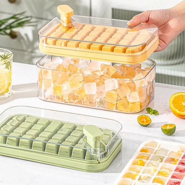 Ice Cube Moulds One Knap Tryk Gather IceMaker Creative Fest Bar Firkant Container Kold Drik Set
