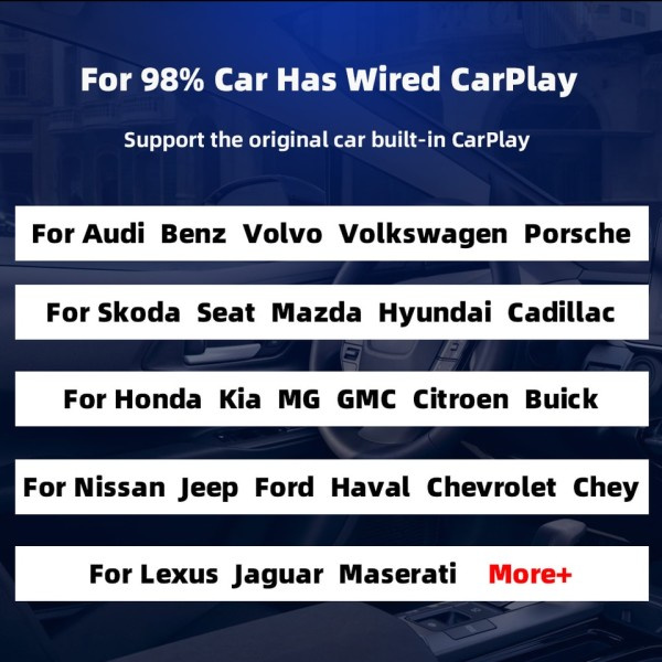 Wireless Carplay for Toyota Mazda Nissan Camry Suzuki Subaru Citroen Audi Mercedes