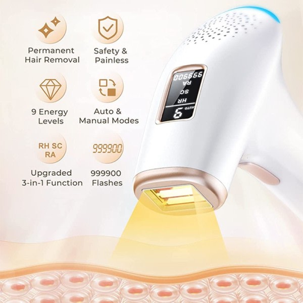 Blinker IPL Hårfjerner Laser Ansigtsbehandling Krop Arme Bikini LCD Display Epilator